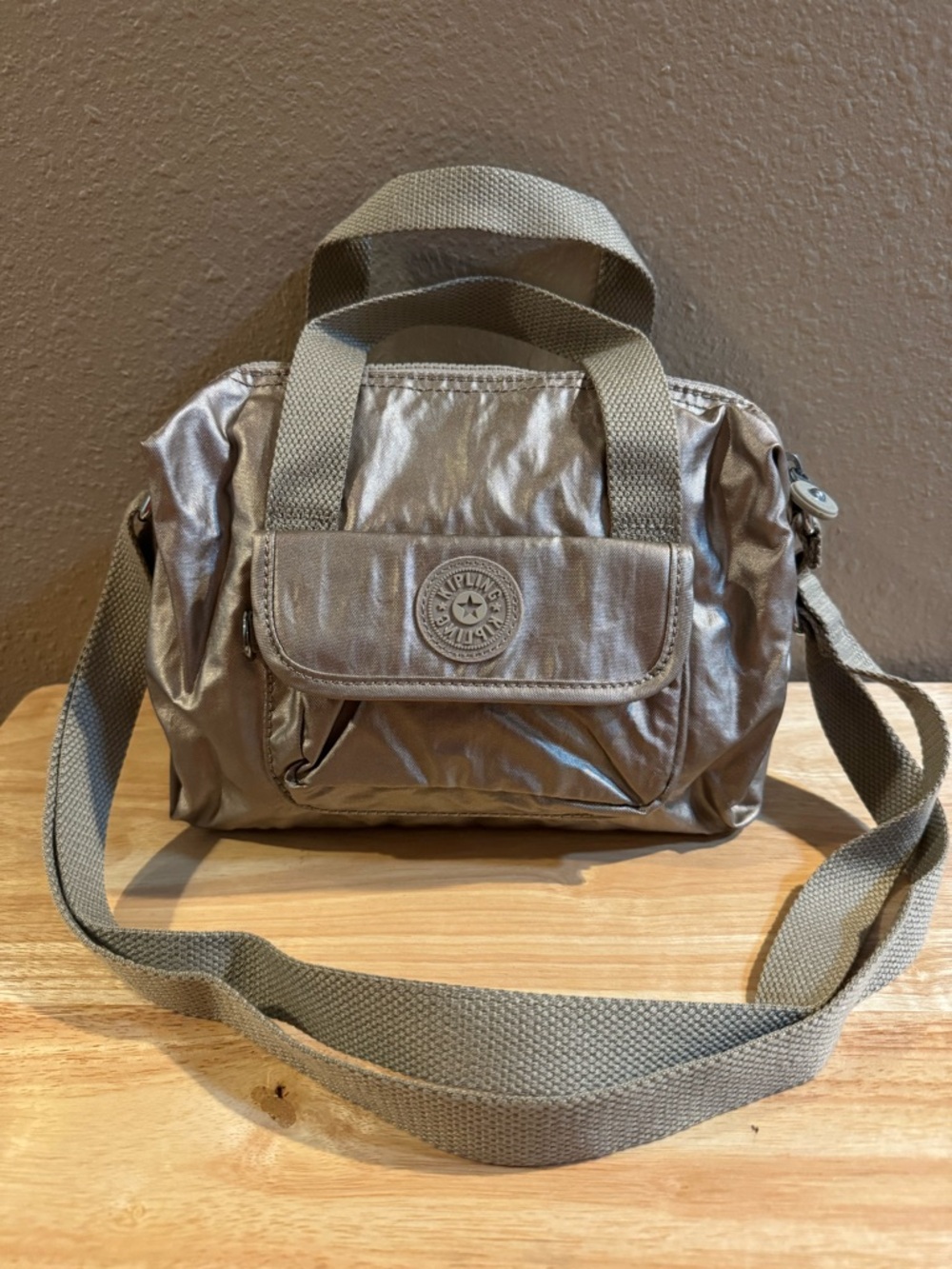 Kipling Brynne Small Metallic Nylon Shoulder/Crossbody Bag